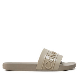 Calvin Klein Παντόφλες Calvin Klein Slide Tpu Saffiano HW0HW02107 Εκρού