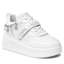 KARL LAGERFELD Sneakersy KARL LAGERFELD KL63540F White Lthr W/Silver