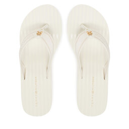 Tommy Hilfiger Šlepetės per pirštą Tommy Hilfiger Th Stripes Wedge Beach Sandal FW0FW08521 Balta