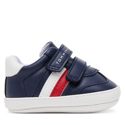 Tommy Hilfiger Sneakersy Tommy Hilfiger Stripe Low Cut Velcro T0B9-33831-1433 Tmavomodrá