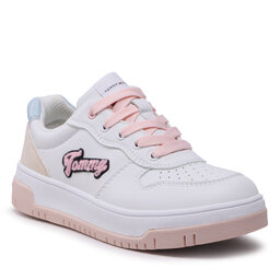 Tommy Hilfiger Сникърси Tommy Hilfiger Logo Low Cut Lace-Up Sneaker T3A9-32726-1592 S White/Beige/Sky Blue Y259