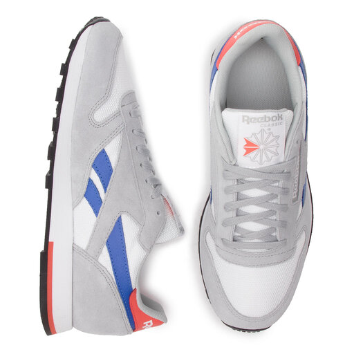 Skor Reebok Cl Leather Mu CN7036 Wht Gry Cobalt Orange Blk eskor