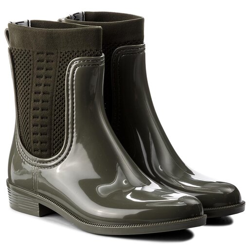 Kalosze Tommy Hilfiger Tommy Knit Rain Boot FW0FW02940 Dusty Olive