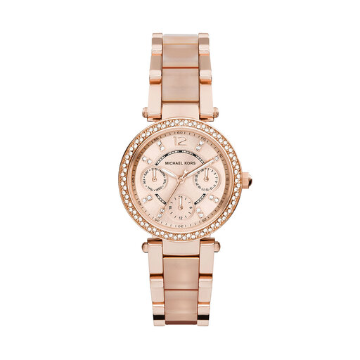 mk lexington rose gold watch