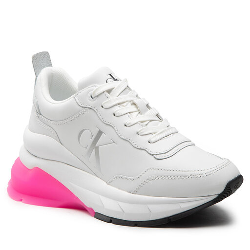 Sneakers Calvin Klein Jeans Wedge Sporty YW0YW00708 White/Neon Pink 0LA | chaussures.fr