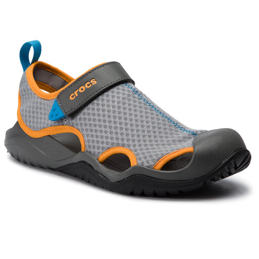 Szand l Crocs Swiftwater Mesh Deck Sandal M 205289 Light Grey