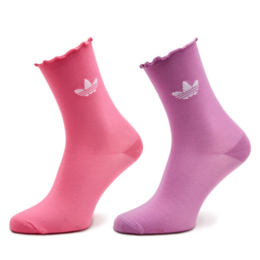 Set di 2 paia di calzini lunghi da donna adidas Semi Sheer Ruffle IX7650 Rosa