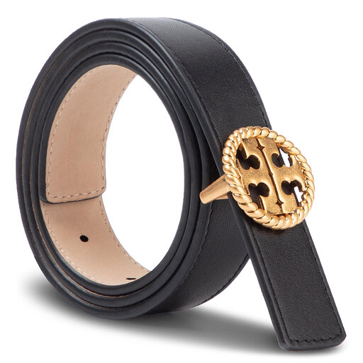 Cinturón para mujer Tory Burch 1'' Twisted Logo Belt 61134 Black 001 •  