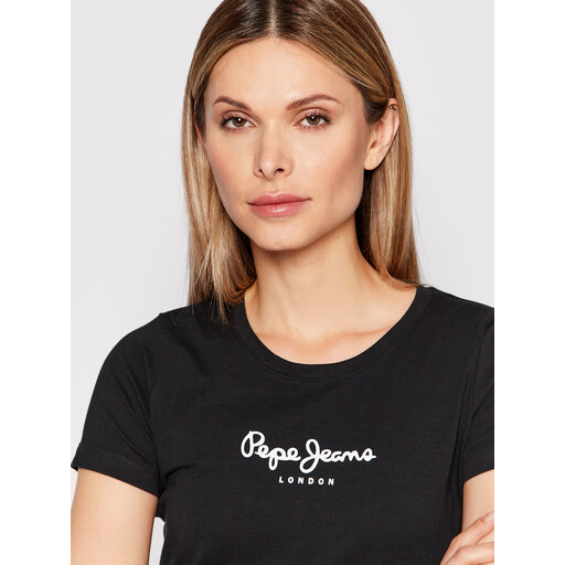 Pepe Jeans T-Shirt New Virginia PL505202 Μαύρο Slim Fit