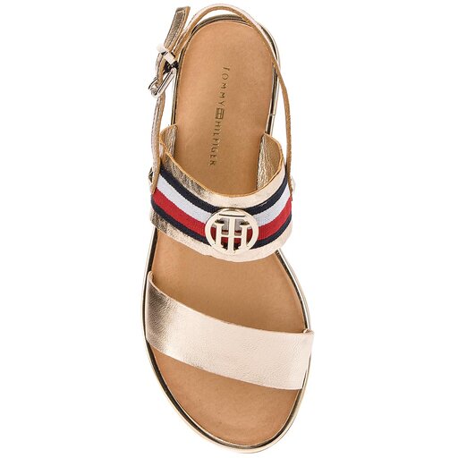 Sandales Tommy Hilfiger Corporate Ribbon Flat Sandal Met FW0FW02837 Or chaussures