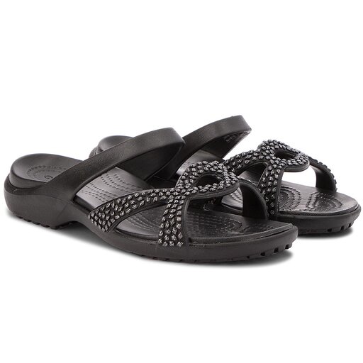 Pantoletten Crocs Meleen Twist Diamante Sandal 205101 Schwarz eschuhe