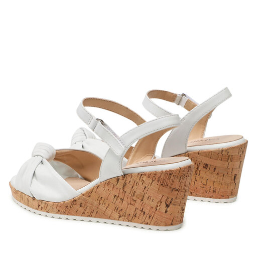 CAPRICE Sandalo Donna Con Zeppa - Pelle, Larghezza G, Chiusura A Strappo, Colore Beige, Taglie EU