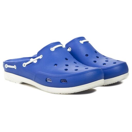 Pantoletten Crocs Beach Line Clog 15334 Sea Blue/White | eschuhe.de