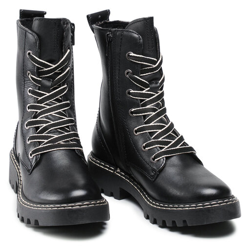 Tamaris Stivali Donna 1-1-25606-27 - Nero, Tacco A Blocco, Chiusura Con Lacci E Zip - Taglia 38 EU