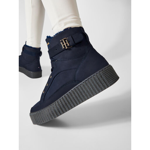 Botki Tommy Hilfiger Warmlined Lace Up Boot FW0FW05991 Desert Sky DW5