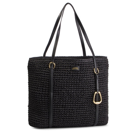 Lauren ralph lauren top tolton crochet straw tote