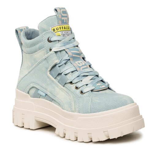 Scarponcini Buffalo Aspha Nc Mid 1622238 Lt Blue Denim | escarpe.it