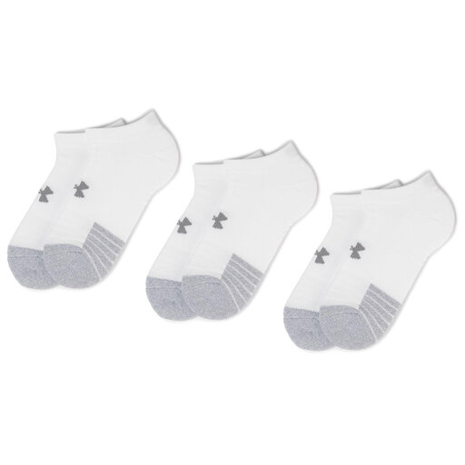 3er Set niedrige Unisex Socken Under Armour Heatgear No Show Sock 1346755 100 WeiB