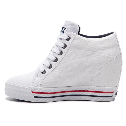 Sneakersy tommy jeans wedge casual sneaker en0en00543 white 100 best sale