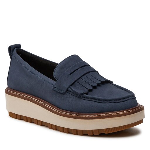 Clarks navy blue loafers best sale