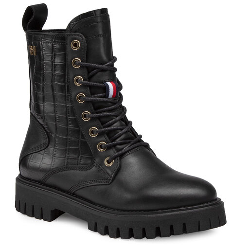 Tommy hilfiger croco discount look dressy flat boot