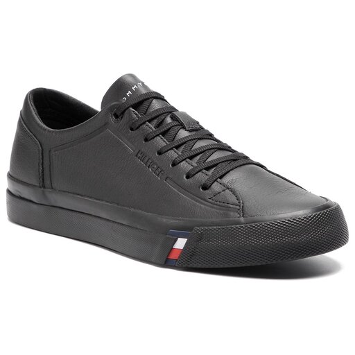Sneakersy Tommy Hilfiger Corporate Leather Sneaker FM0FM02089 Czarny eobuwie .pl