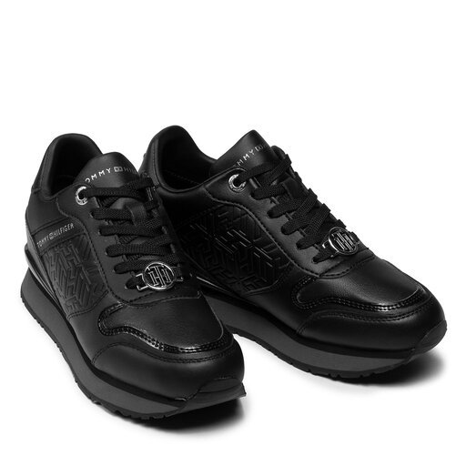 Sneakersy Tommy Hilfiger Dressy Wedge Sneaker FW0FW05936 Czarny eobuwie .pl