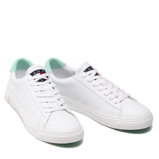 Sneakersy Tommy Jeans Leather Low Cut Vulc EN0EN01627 Biały