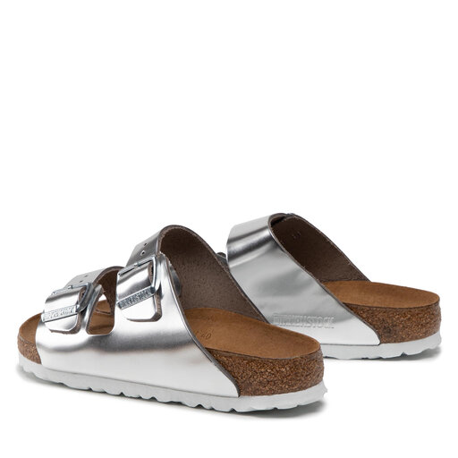 Birkenstock arizona soft footbed silver deals