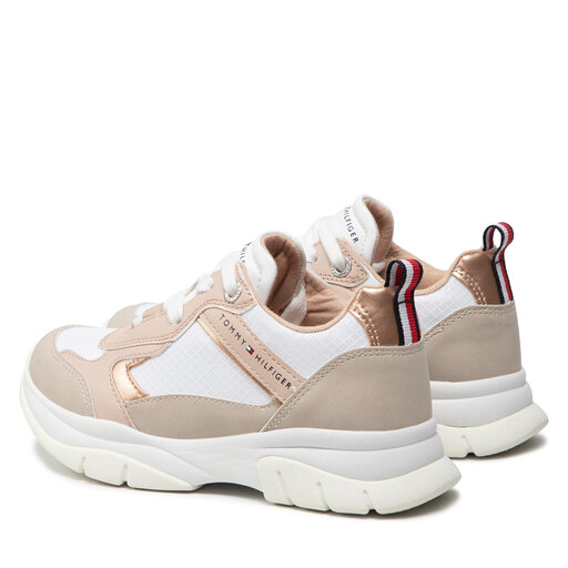 Cut Low Hilfiger M Beige/Powder A167 Sneakers Pink/White Lace-Up T3A4-32163-0316 Sneaker Tommy