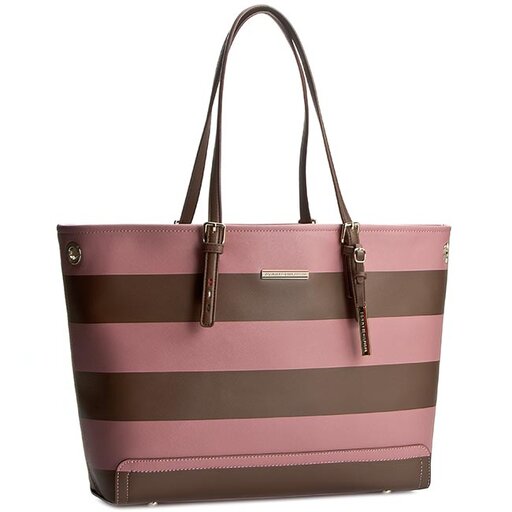 Bolso Tommy Hilfiger Honey Ew Tote Stripe AW0AW00864 Ash Rose Deep