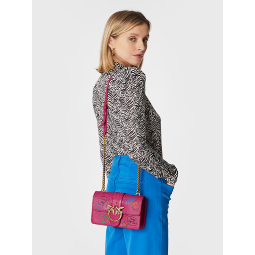 ONE POCKET Bolso Cruzado Pinko Mini Love Bag Fucsia, Dorado