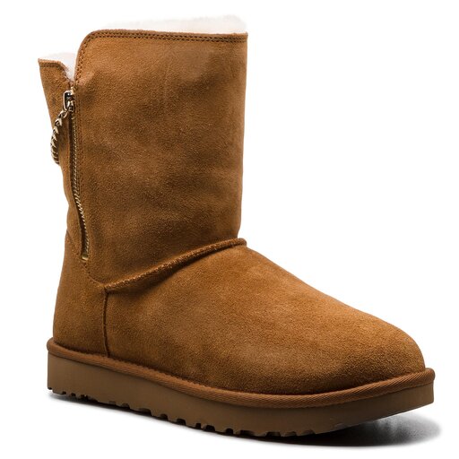 Stiefel Ugg Classic Short Zip Braun UGG Classic Short Logo Zip