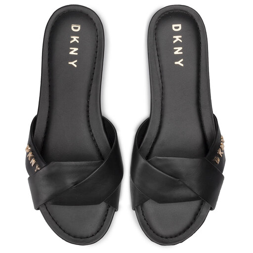 Black Dkny Kiara Flat Sandals Flat Sandals Dkny Footwear Caria