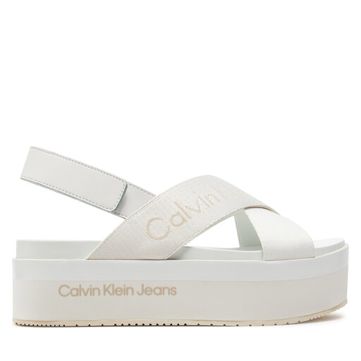Sandalen Calvin Klein Jeans Flatform Sandal Sling In Mr YW0YW01362 WeiB