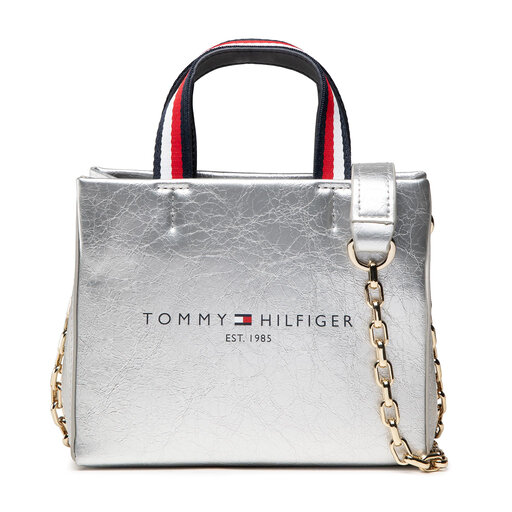 Torebka Tommy Hilfiger Tommy Shopper Micro Tote AW0AW10800 Srebrny