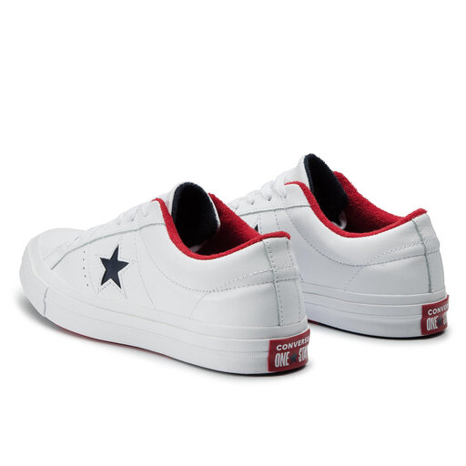 Tennis Converse One Star Ox 160555C White Athletic Navy Enamel Red