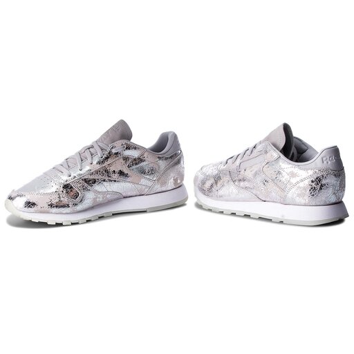 Chaussures Reebok Cl Lthr Textural BS6785 Silver Met Skull Grey Wht