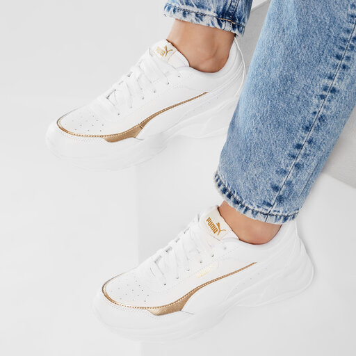 puma trainers white and gold