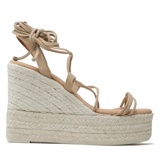 Espadrilles Manebi Soft Suede Lace Up Wedge Espadrilles M 1.1 WA Champagne Beige