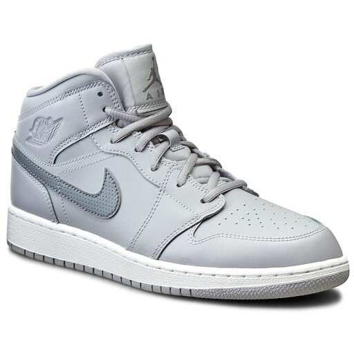 Batai Nike Air Jordan 1 Mid Bg 554725 033 Wolf Grey/Cool Grey/White •  Www.eavalyne.lt