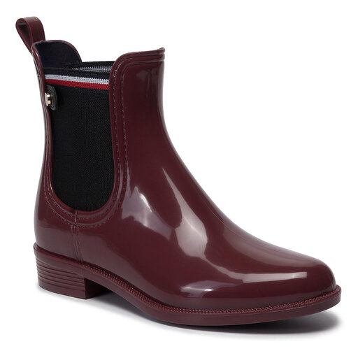 tommy hilfiger logo ankle rain boot
