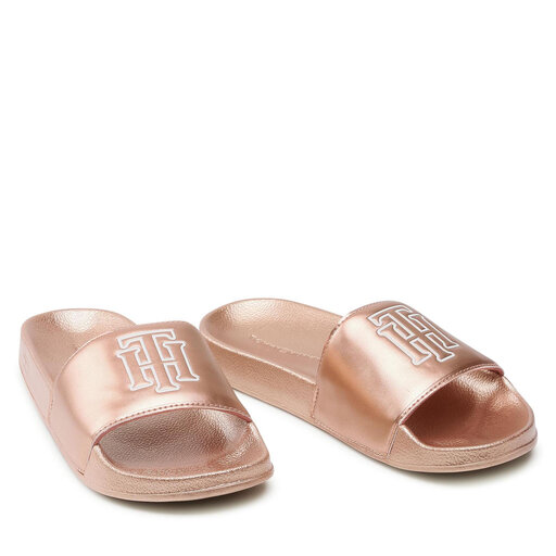 tommy hilfiger gold slides