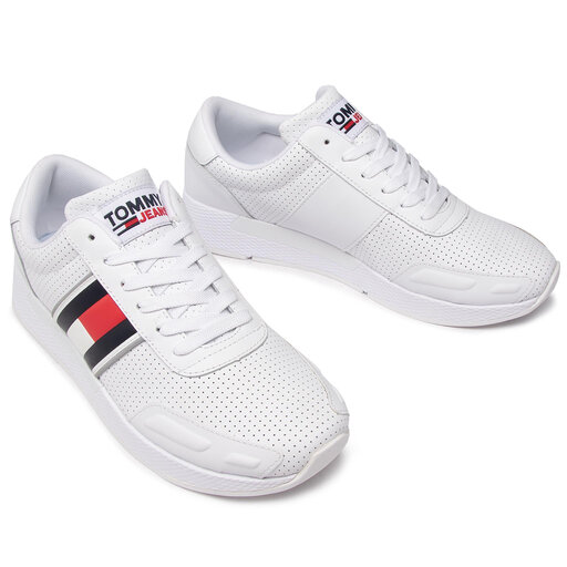 Sneakers Tommy Jeans Flexi Perf Leather Runner EM0EM00580 Alb