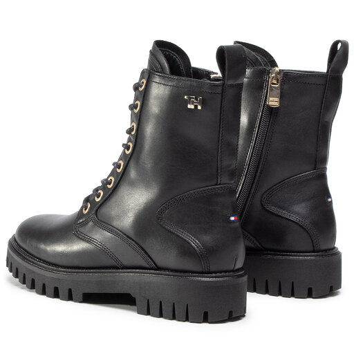 Schnurstiefeletten Tommy Hilfiger Shaded LEather Th Bootie FW0FW05360 Schwarz eschuhe