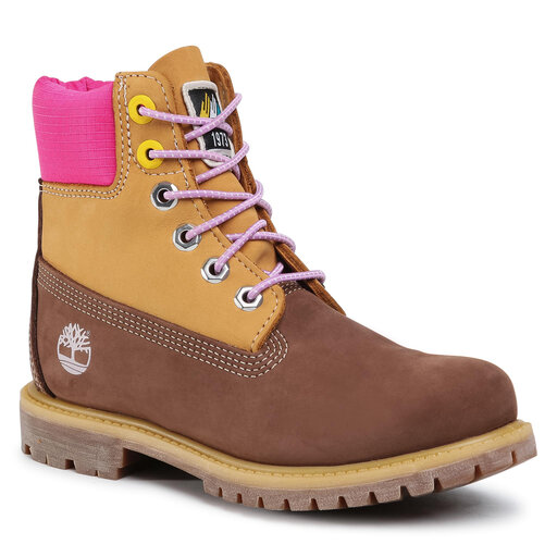 pink and tan timberlands