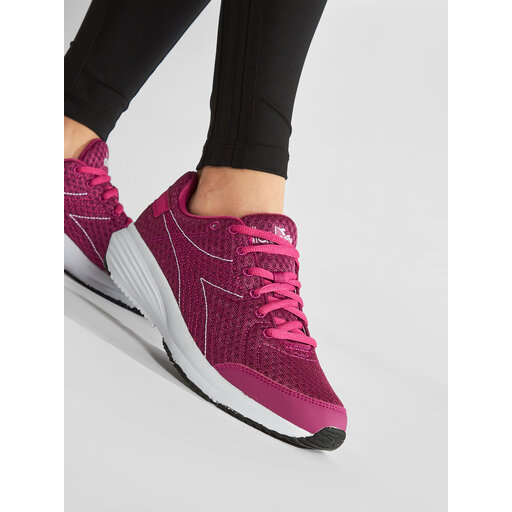 Zapatillas Diadora Flamingo 7 JR - Color Fucsia Rojo/blanco, Cordones, Suela Plana, Talla Juvenil