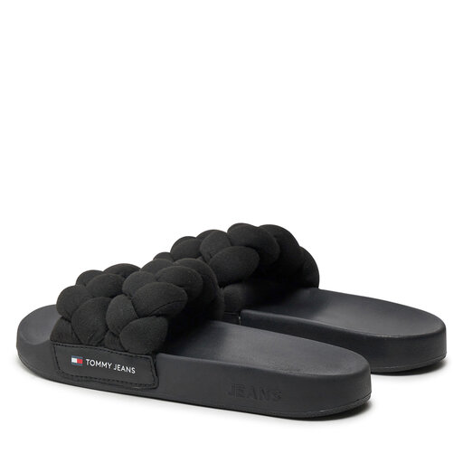 Klapki Tommy Jeans Tjw Braided Slide EN0EN02450 Czarny