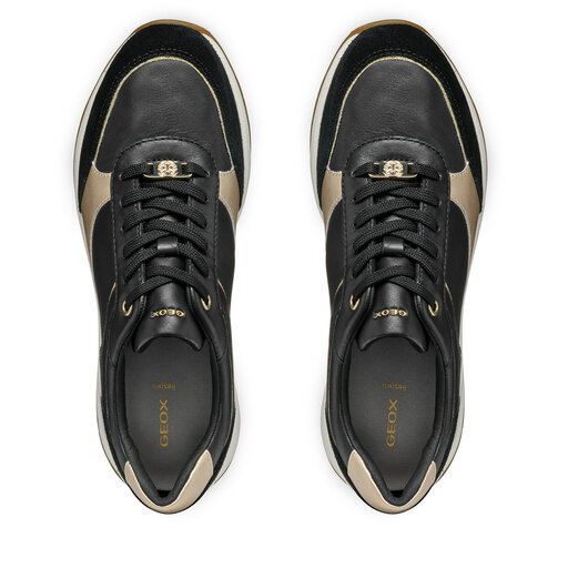 Geox D DESYA Noir / Argenté / Doré - Chaussures Baskets basses Femme