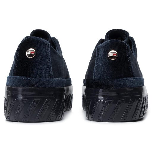 Tommy hilfiger on sale velvet lace flatform